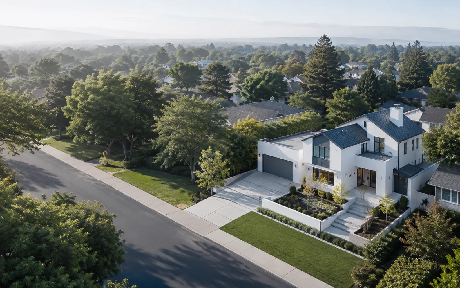 Residential property seen from above, the kind of address a contractor checks first